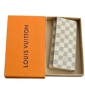 Louis Vuitton Checkered Wallet Women Tri Fold Beige Monogram
